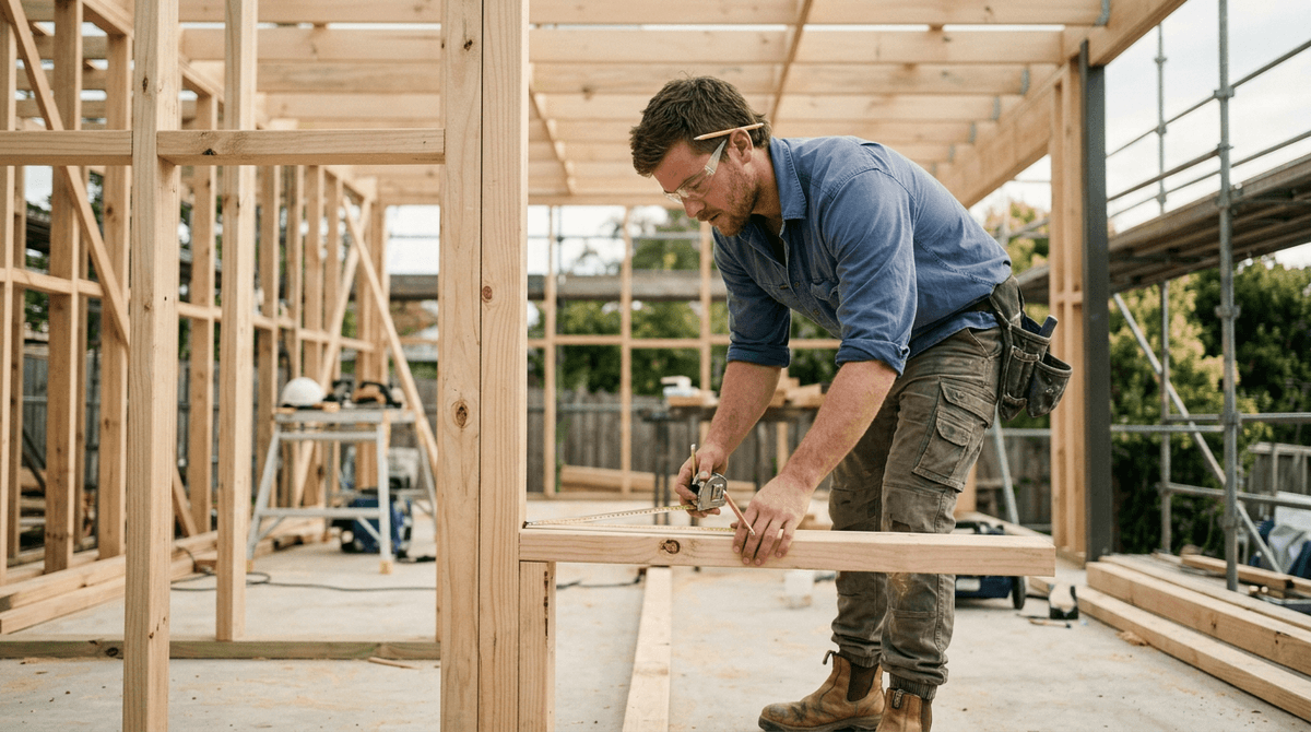 Trades: Carpenters Business Benchmarking: How Do You Compare to Similar Companies?. Photo: Carpenters at work