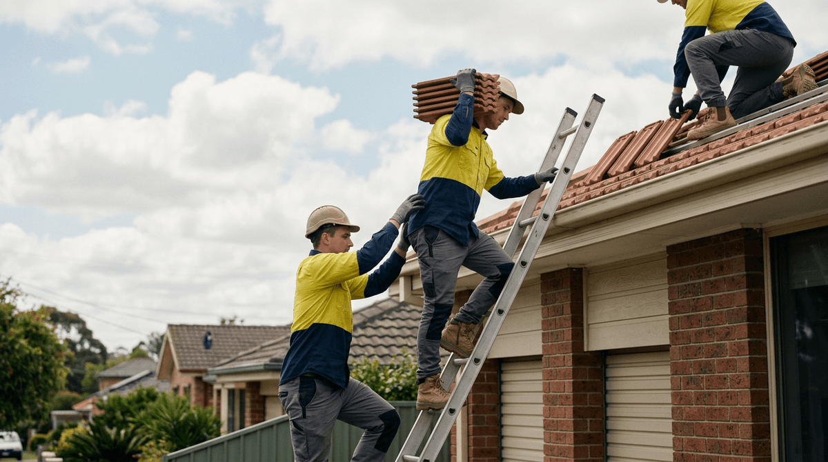 Trades: Roofers Fuel Tax Credits: Money Most SMEs Leave on the Table. Photo: Roofers at work