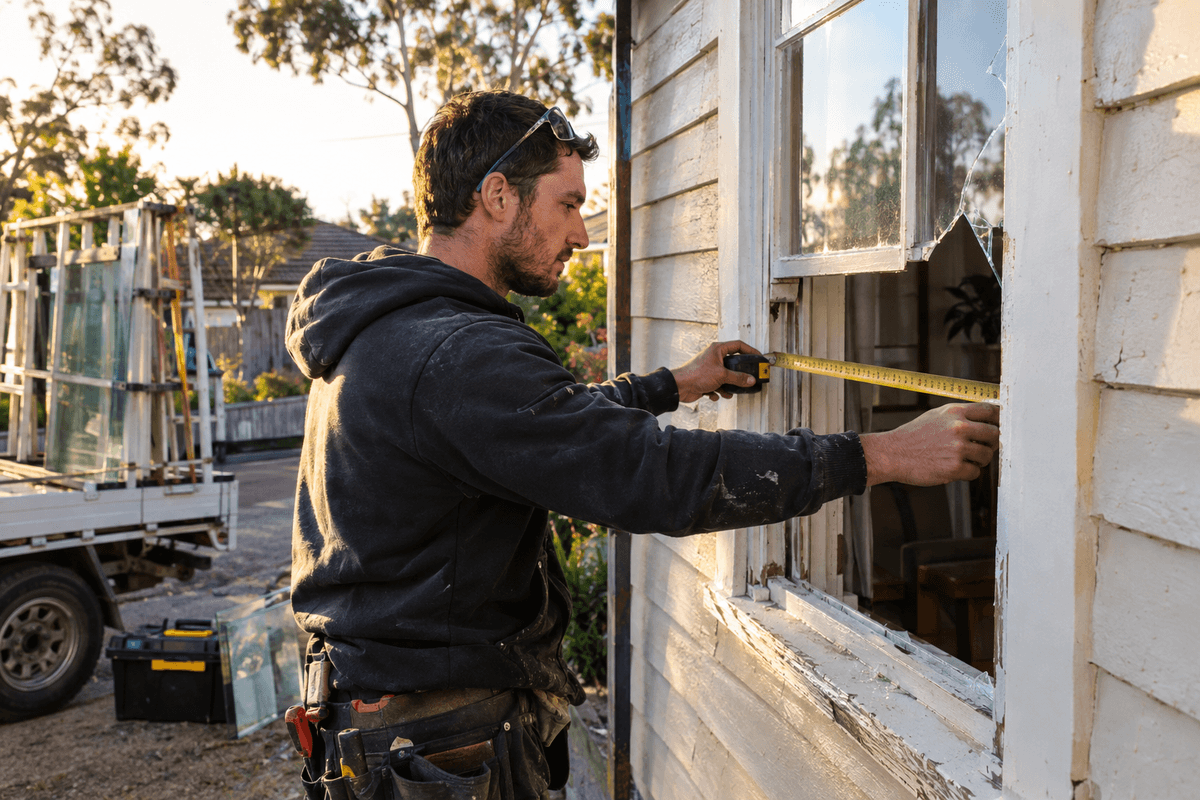 Trades: Glaziers Inventory and Job Costing: Where Service Businesses Leak Margin. Photo: Glaziers at work