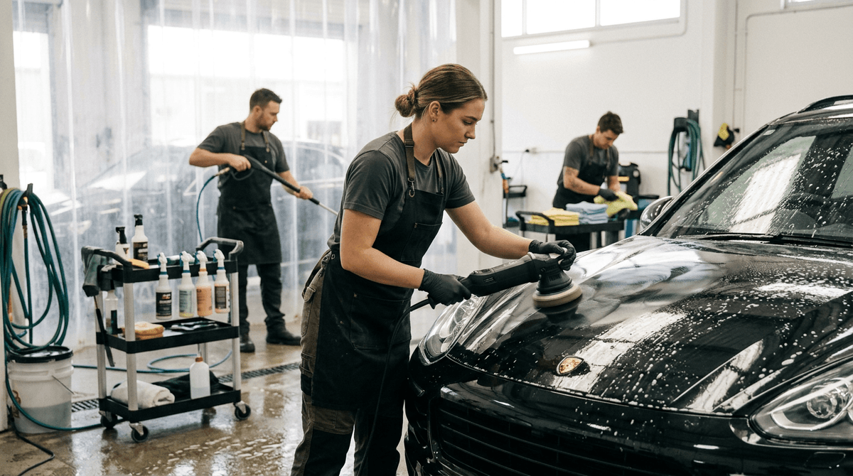 Automotive: Car Wash and Detailing Managing Flexible Work Requests Under the New Rules. Photo: Car Wash and Detailing at work