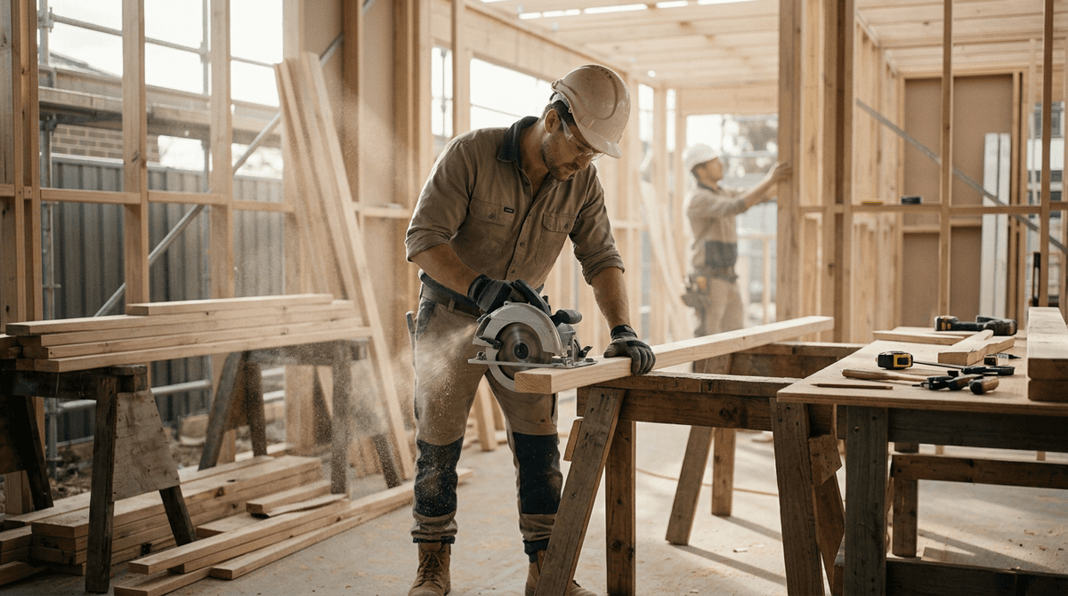 Trades: Carpenters Pricing Strategy: How to Charge What You're Worth. Photo: Carpenters at work