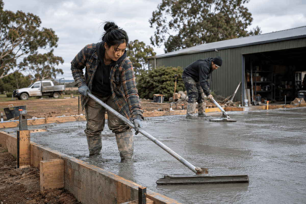 Trades: Concreters The BAS-Week Ritual: How a Clean File Makes 28 October a Non-Event. Photo: Concreters at work