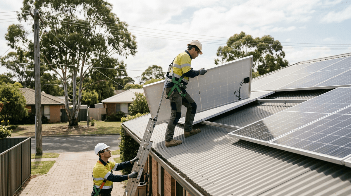 What is a Connected Back-Office?. Photo: Solar Installers at work